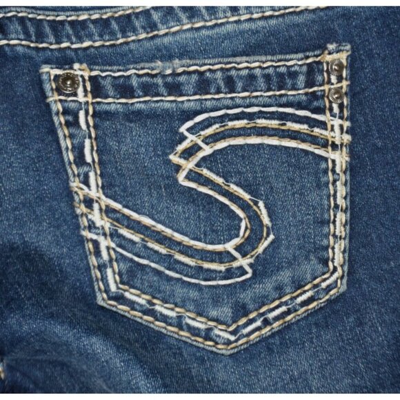Silver Suki Denim Western Jeans Size 26 X 30 Mid Rise Boot Cut Embroidered - Picture 8 of 13